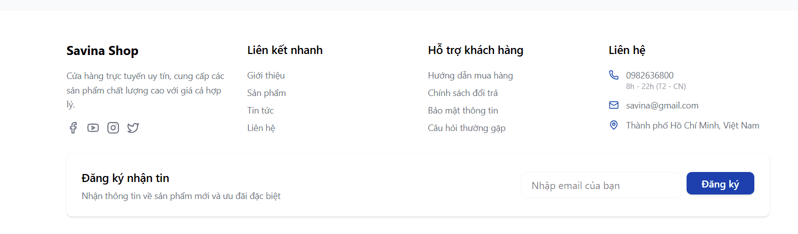 Footer Savina Shop