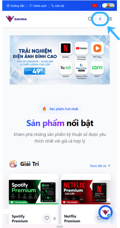 Trang chủ trên điện thoại